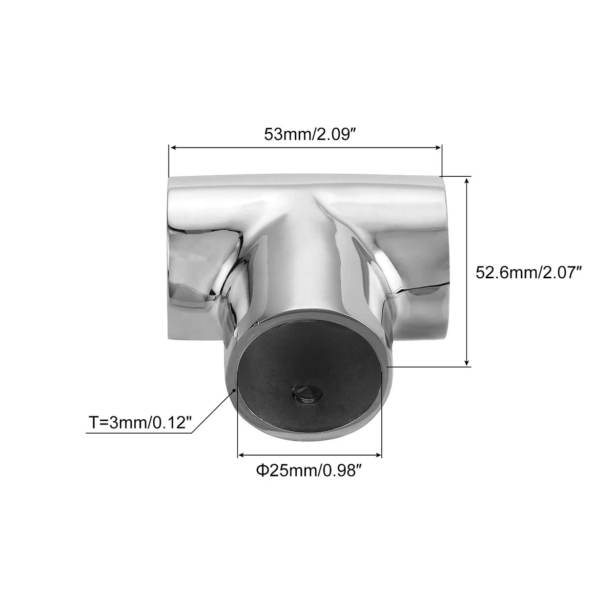 QUARKZMAN 2 Piezas de Conexión para Barandilla de Barco, Conector de Tubería de 3 Vías de Grado Marino en Acero Inoxidable 316 para Tubos de 1" de Diámetro Exterior, Expositores
