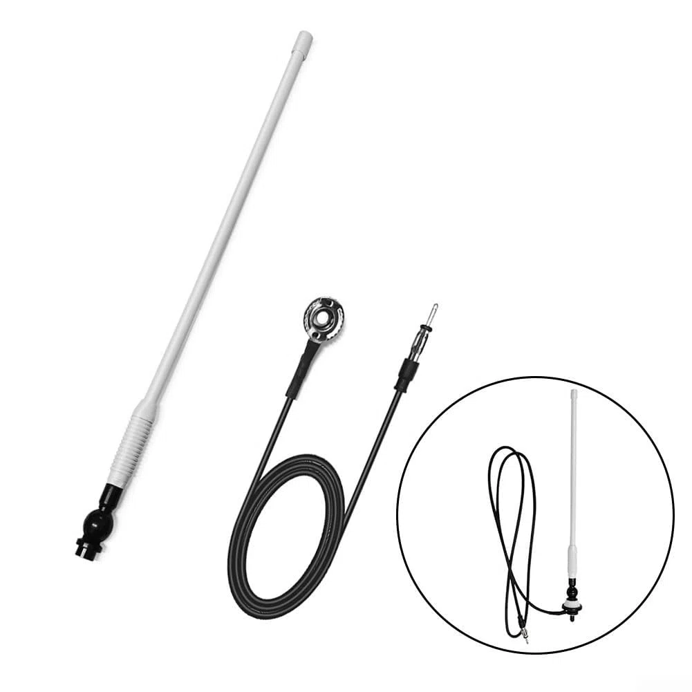 Antena AM FM de grado marino de 35 cm para coche, barco, caravana, yate con conector, fácil instalación