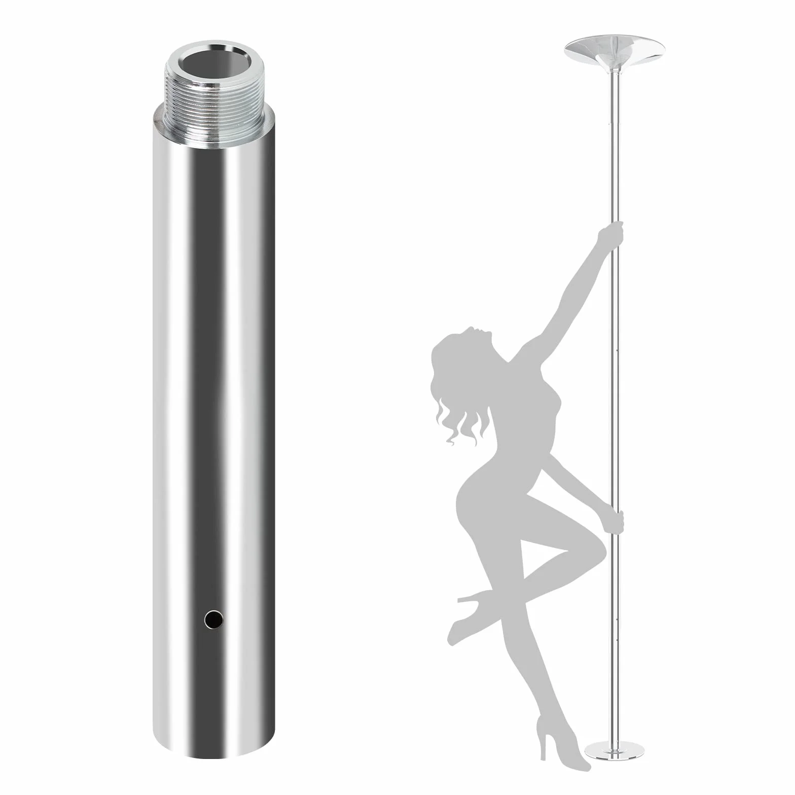 Leogreen 250mm Extensión de Barra de Baile, Tubo de Extensión para Pole Dance Profesional 45mm, polo dentante accesorios