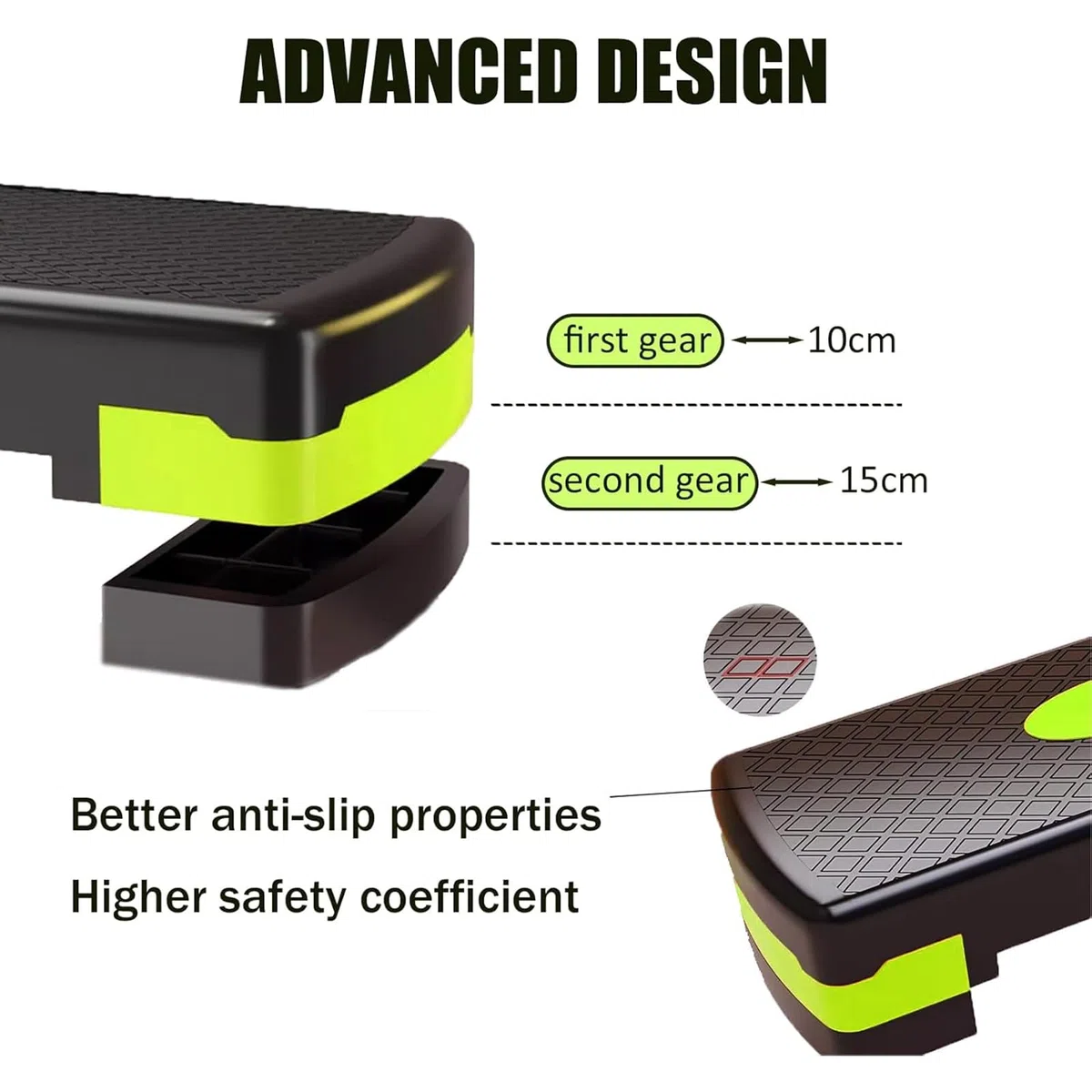 Step de Aeróbic Plataforma Step para Fitness con Altura Ajustable de 10/15cm, Antideslizante, Carga 250kg
