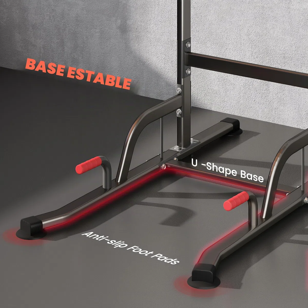 HOMCOM Barra de Dominadas Altura Regulable con 7 Orificios Torre de Ejercicios Estación Multifuncional para Entrenamiento Fitness Casa Gimnasio Oficina Carga 120 kg 123x98x189-239 cm