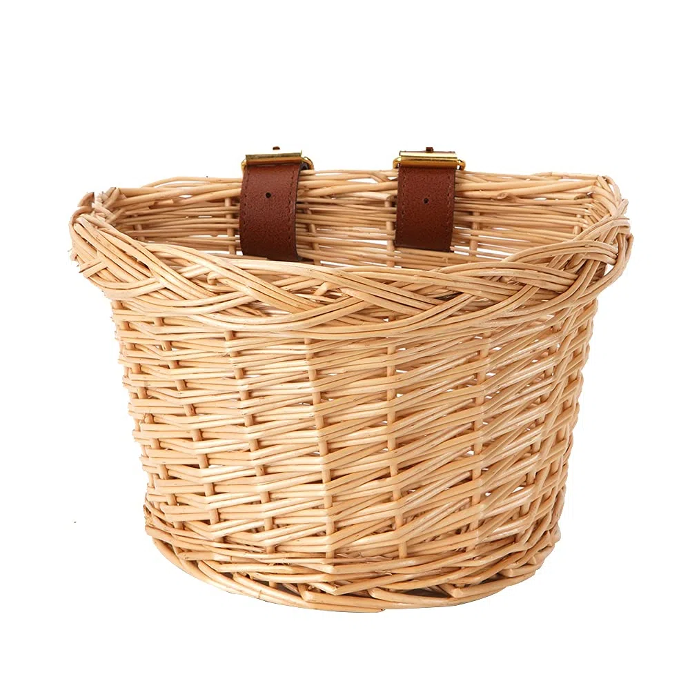 Cesta de Mimbre para Niñas con Correas Ajustables para Bicicletas de 12 14 16 Pulgadas, Scooter, Triciclo