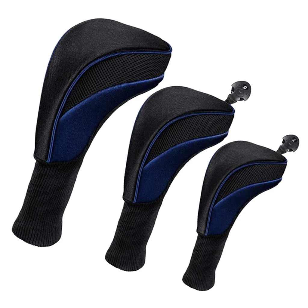 3pcs Golf Wood Top Long Neck 400cc Driver Headcover Proteger