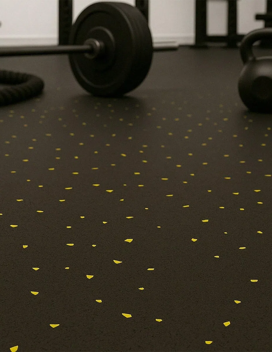 JARDIN202 - Esterilla de Ejercicio Moteado Amarillo - Fitness especial para Gimnasios | SPORT PREMIUM | Base Negra