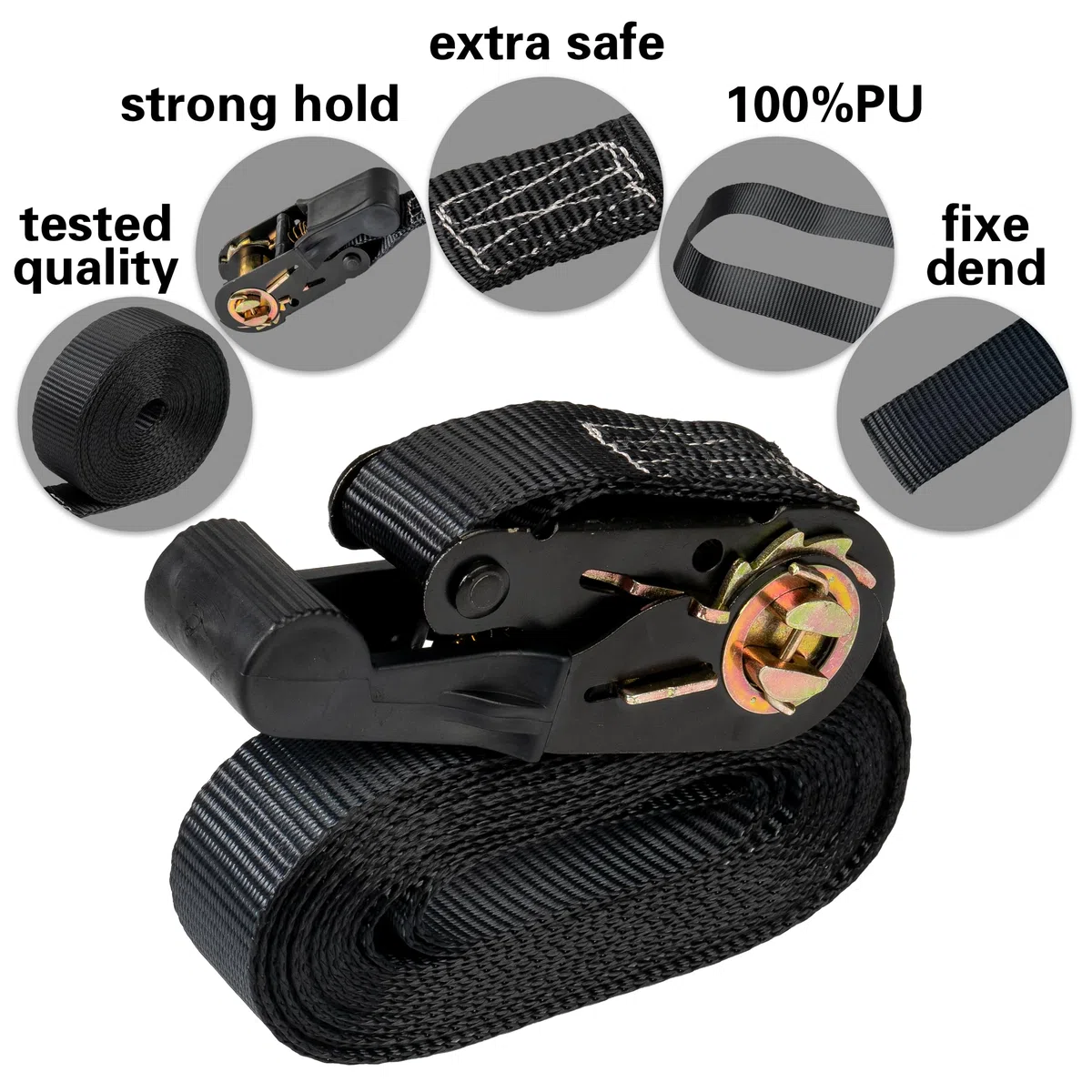 GIBOHOM 2 Correas de Trinquete 4m 800kg 25mm, Cinchas de Amarre, Eslingas con Carraca, Remolque Baca Kayak Tabla de Surf Piraguas Canoa Bicicleta Moto, Longitud Ajustable