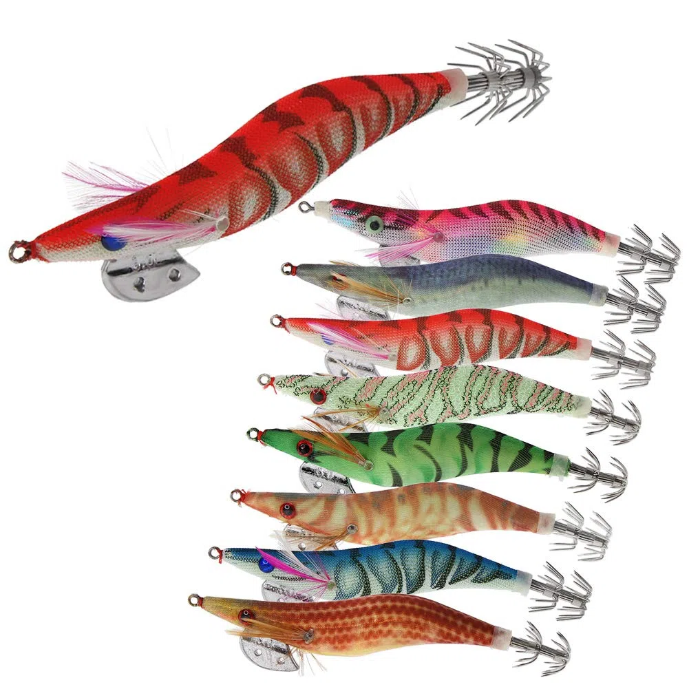 Croch 8 Piezas Luminoso Pesca Camarones Señuelo Cebo de Calamar para Sepia Pulpo