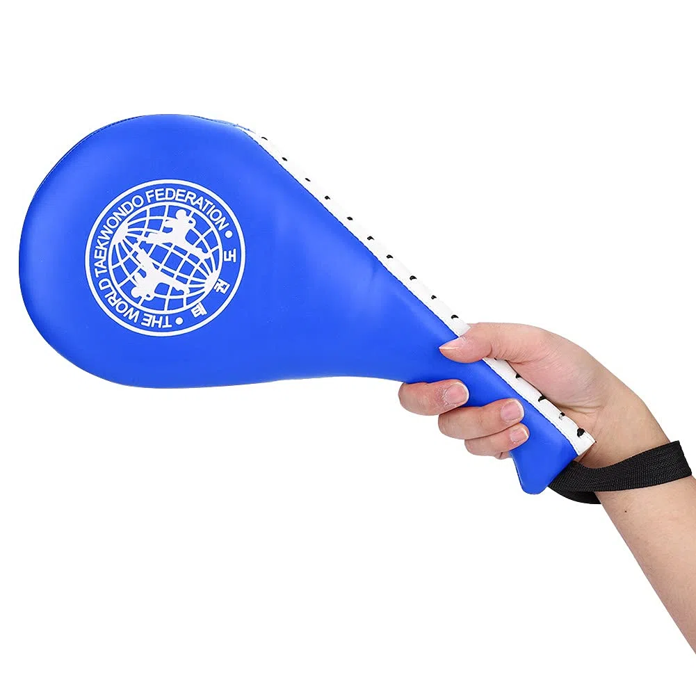 BORDSTRACT Taekwondo Kick Pads, Paquete De 2 De Cuero PU Y Acolchado De Esponja De Alta Densidad Kickboxing Striking Pad, Equipo De Entrenamiento para Karate, TKD, Artes Marciales, Dojo(Blue)