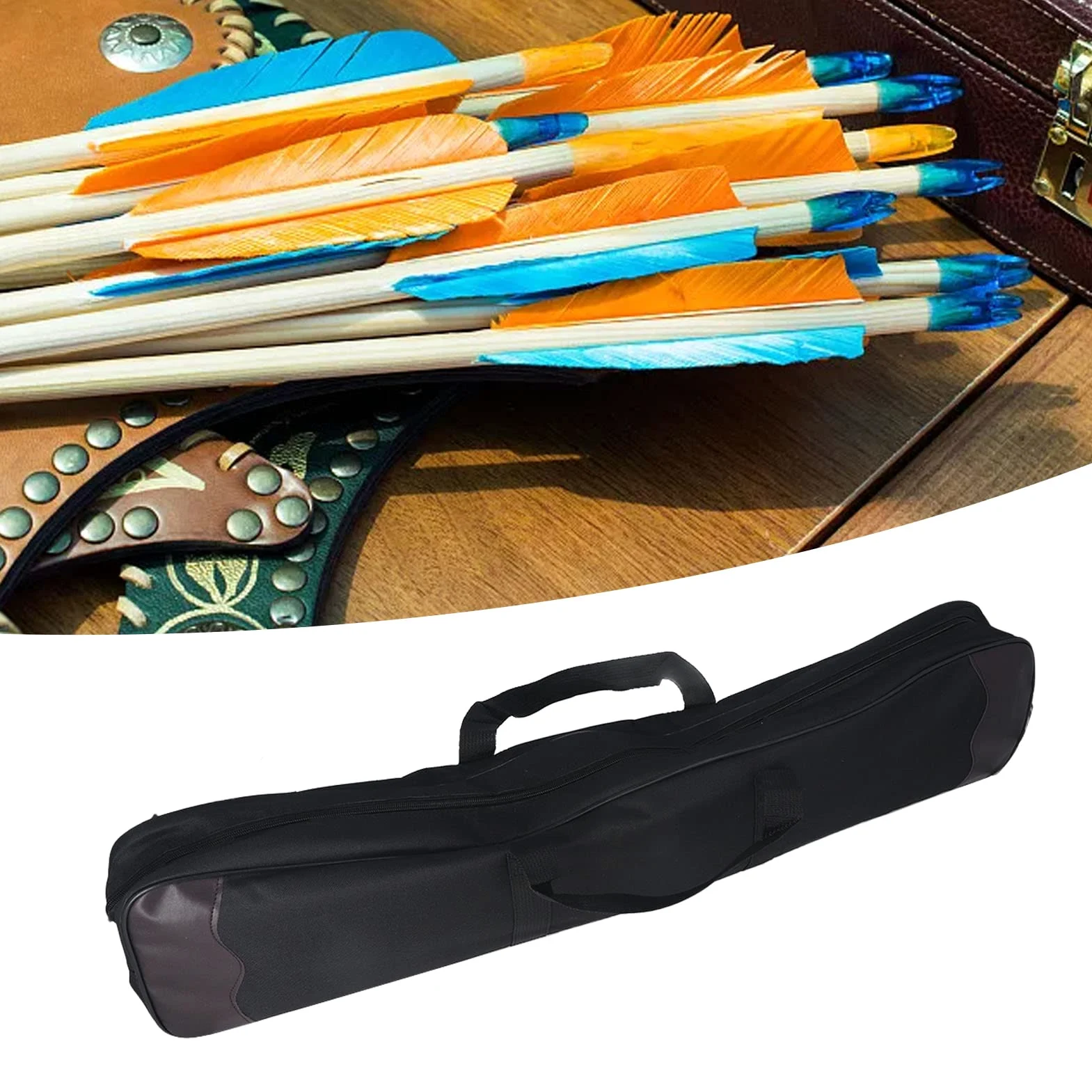 Asixxsix Bolsa de Tiro con, Portátil, Ligera, de Lona, ​​con Doble Cremallera, Correa de Hombro Ajustable Y Estuche de Flecha de Gran Capacidad, Bolsa de de Tiro con para Recurvo, Flechas