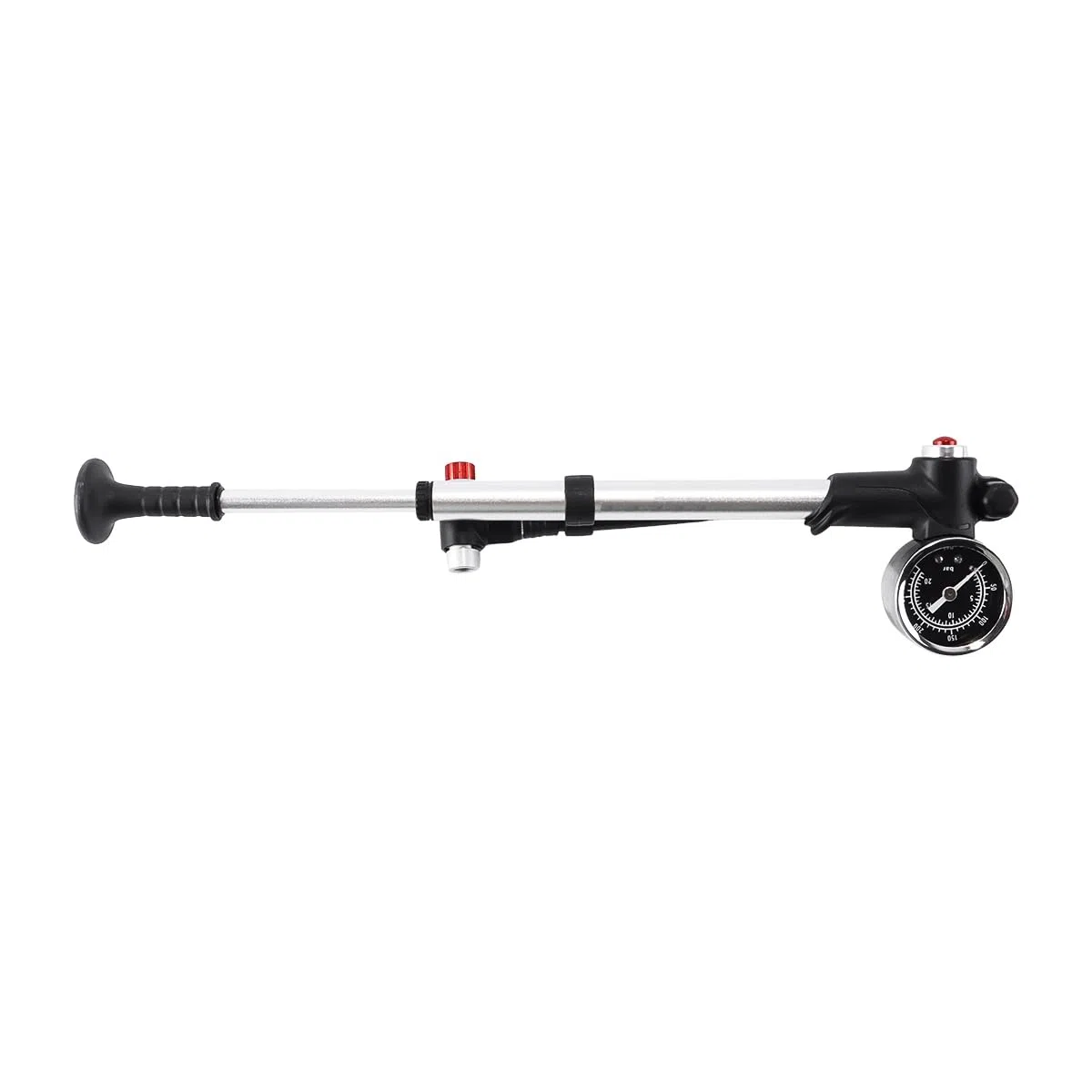 Qury Bomba de bicicleta de alta presión 300PSI inflador portátil de aleación con manómetro para horquilla, neumático de choque eléctrico, color plateado
