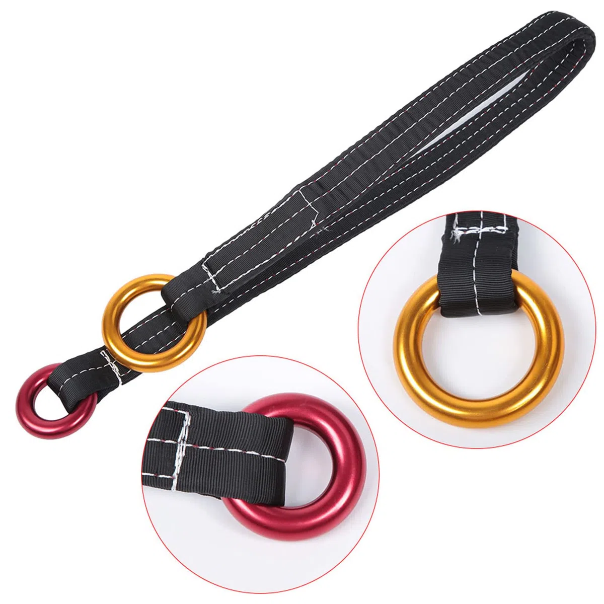 Yinhing Cordón de Alambre para Trepar árboles de 90 Cm con 2 Anillos de Metal Anodizado Poliéster de Alta Resistencia Tejido Doble de 26 Mm para Mejorar Ideal para Deportes de Trabajo en árboles