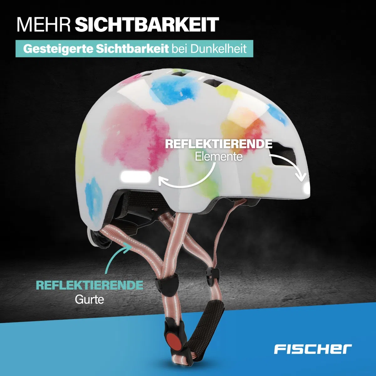 FISCHER Casco de Bicicleta BMX para niños, Casco de Ciclismo, Dirt Bike Plus con luz Trasera LED integrada