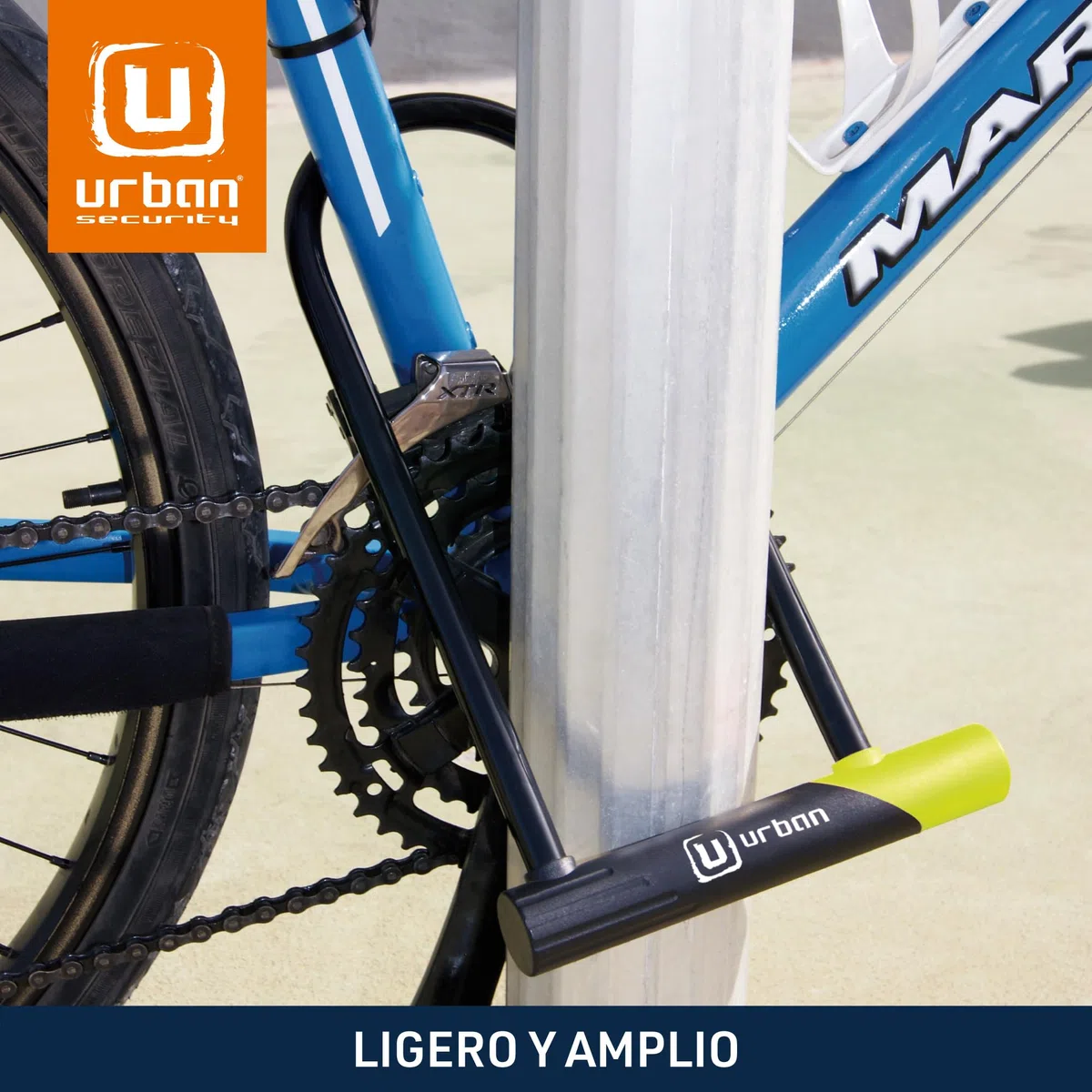 URBAN 12U300 Candado Bicicleta U, Alta Seguridad, Ligero y Amplia Horquilla ø15 Acero Endurecido de Doble Bloqueo, Cerradura Anti-Ganzúa, Soporte Fácil Transporte, Antirrobo Universal Bici Patinete
