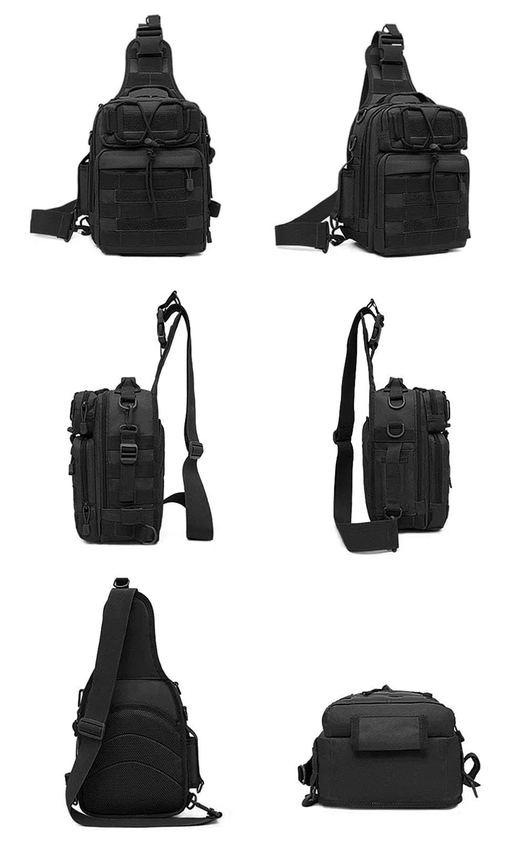 HUNTVP Mochila Militar Mochila Bandolera Hombre Tactica Sling Bag Cruzada Hombre Bolso de Pecho Bolsa para Pescar Caza Correr Senderismo Ciclismo, Negro