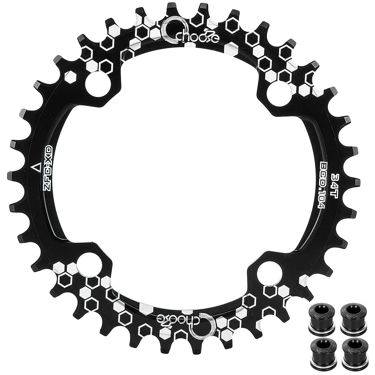 Plato Bicicleta Montaña, Plato 30/32/34/36/38 Dientes BCD 104, Aluminio Monoplato 30T/32T/34T/36T/38T MTB, Rojo/Negro