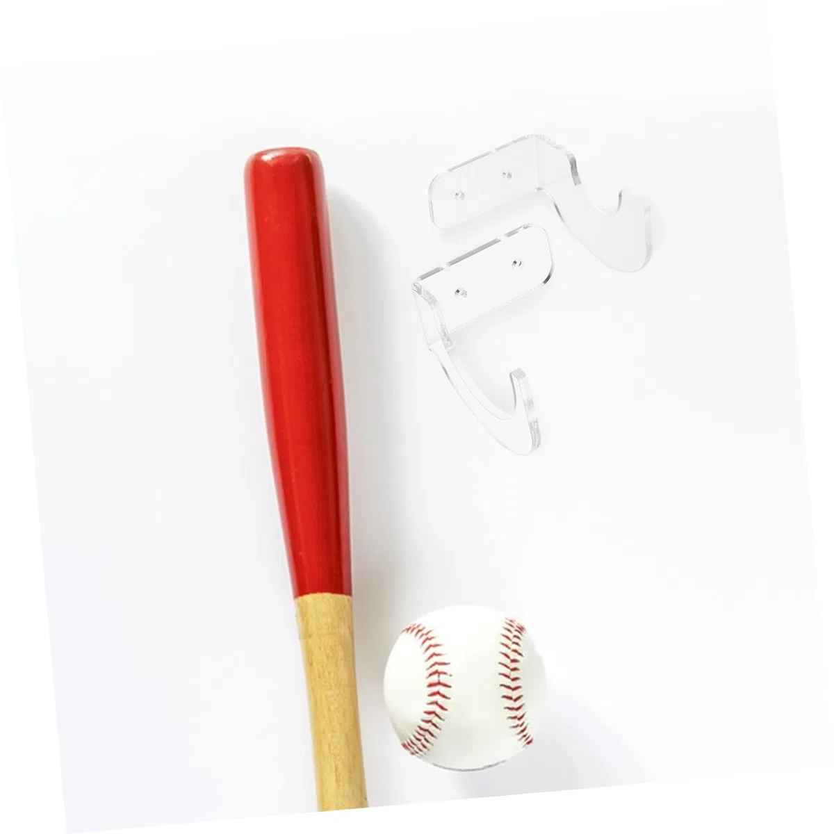 LIOOBO Soporte de Pared para Bates de Béisbol y Tenis, Acrílico Transparente, Diseño Ahorra Espacio, 2 Pares, Adecuado para Casa y Escuela