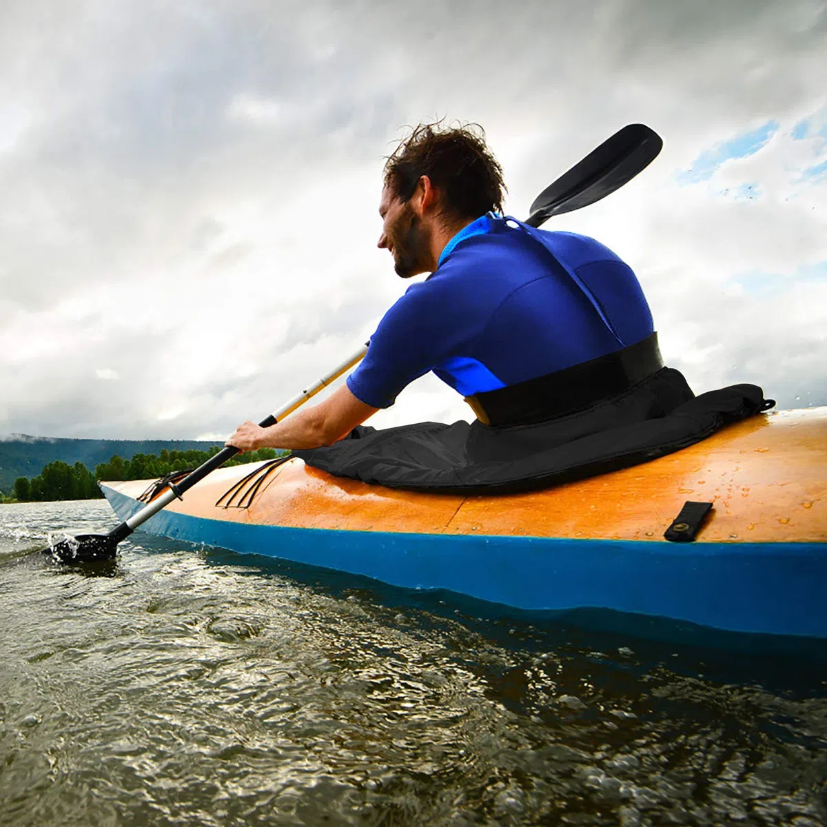 Yosoo - Falda de rociado de Kayak, Falda de rociado Universal para Kayak y Accesorios de Cubierta de Falda de Canoa Impermeable para Sentarse en el Interior de los Kayaks(Negro)
