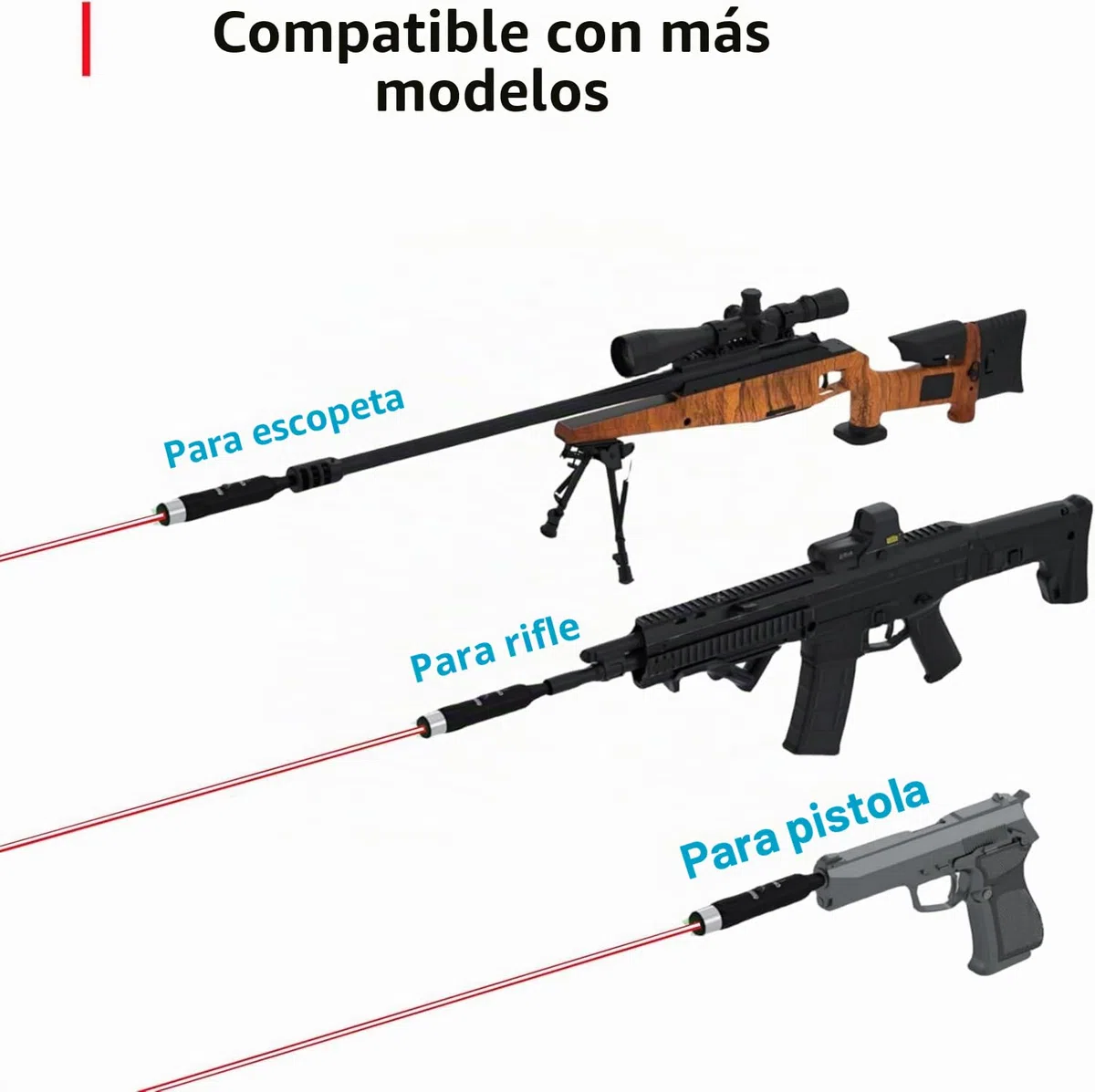 KinZon Kit de mira con puntería láser rojo Bore Sighter para Calibre de 0.17 a 0.54 para mira y arma de mano, Airsoft