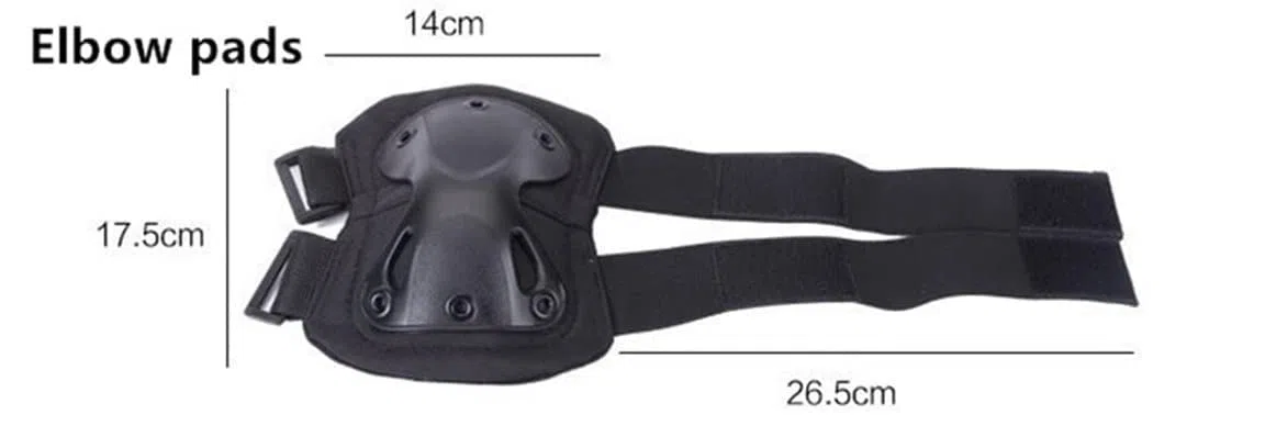 Genérico Coderas tácticas negras para airsoft ajustables con clip y tela de gancho a cualquier tamaño. Protecciones para deportes al aire libre, tácticas, militares, airsoft y paintball
