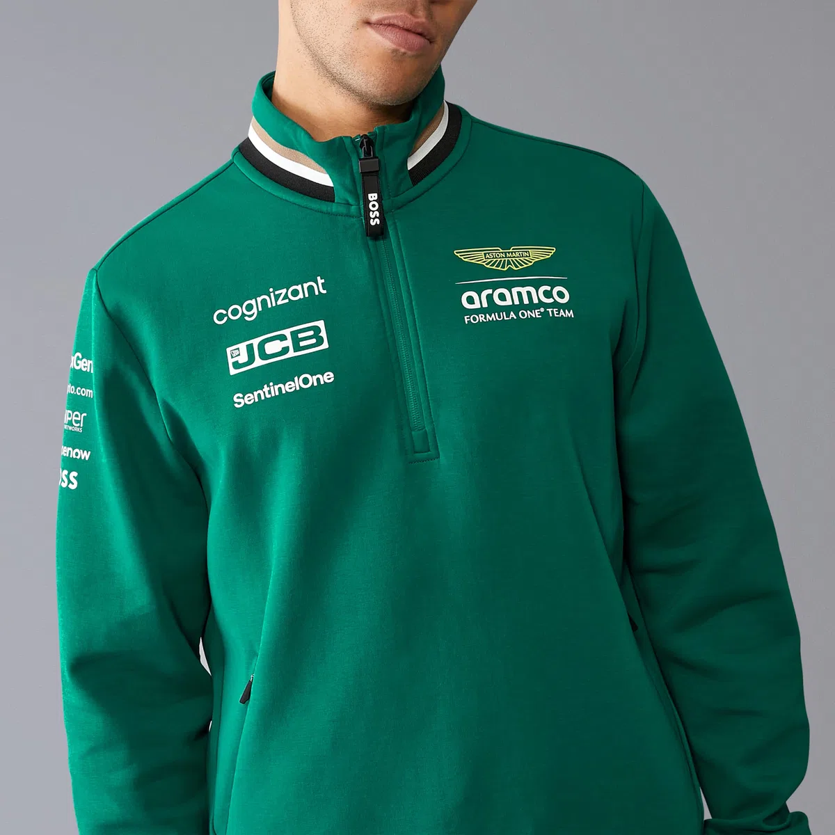 Aston Martin F1 Team 2024 1/4 Zip Hombre - Verde, S