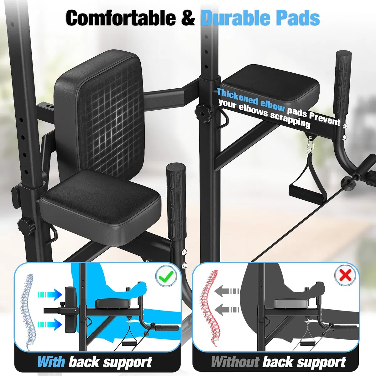 Dskeuzeew Power Tower - Estación de inmersión para fitness, independiente, multifuncional, altura ajustable, máx. 150 kg