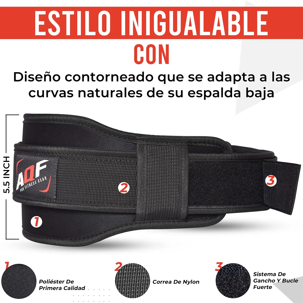 AQF Cinturon Lumbar Gimnasio, 14 cm Amplio Contorneado Neopreno Faja Lumbar, Cinturones Hombre Mujer para Sentadillas, Deadlifts Powerlifting Musculacion Cinturon ​Lastre Gimnasio