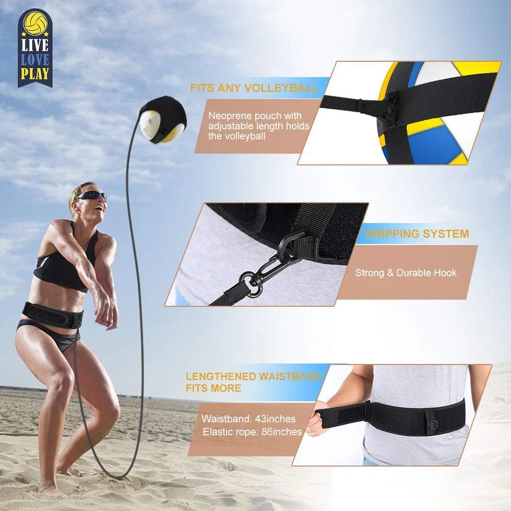 Yosoo Health Gear Equipo de Entrenamiento de Voleibol de Ayuda, Red de Voleibol, Práctica de Picos de Voleibol, Cinturón de Entrenamiento de Fútbol para Servicio de Voleibol, Práctica en Solitario