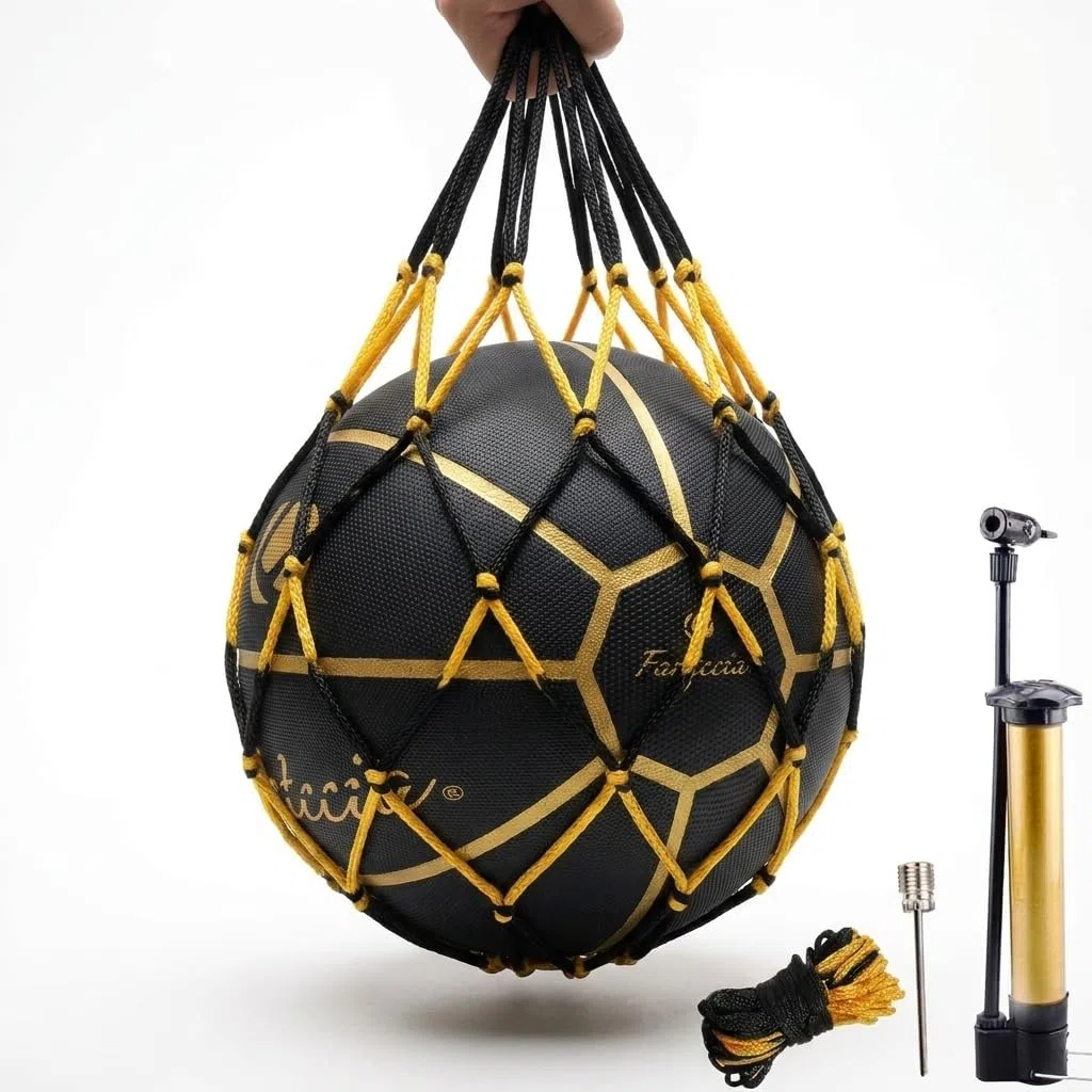 Balón de baloncesto con bomba, tamaño oficial 7 al aire libre e interior con bomba (negro dorado)