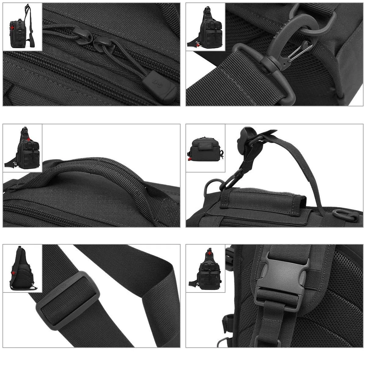 HUNTVP Mochila Militar Mochila Bandolera Hombre Tactica Sling Bag Cruzada Hombre Bolso de Pecho Bolsa para Pescar Caza Correr Senderismo Ciclismo, Negro