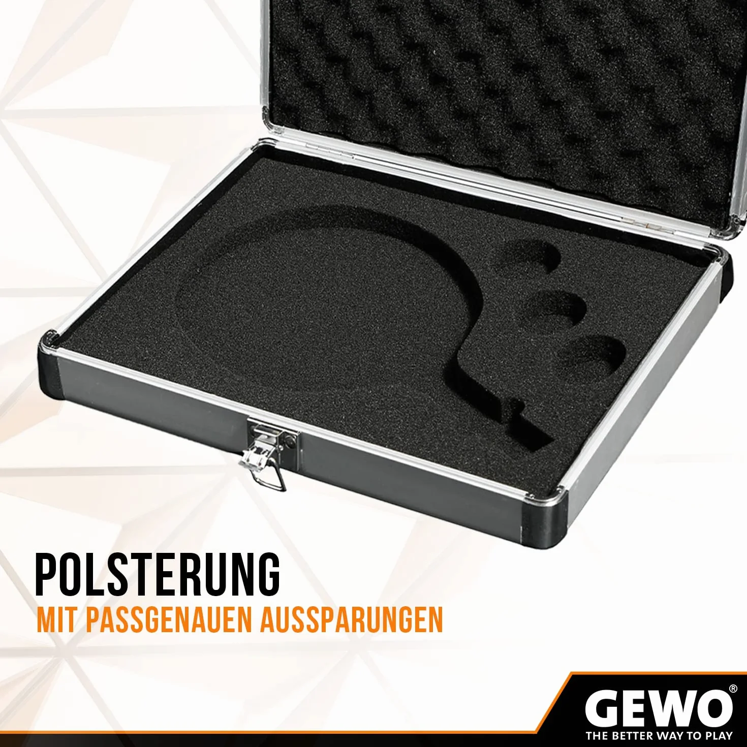 GEWO Maletín de aluminio para raqueta de ping pong, maletín de aluminio con espuma para un transporte protegido y almacenamiento seguro de raquetas de ping pong y pelotas de ping pong – maletín