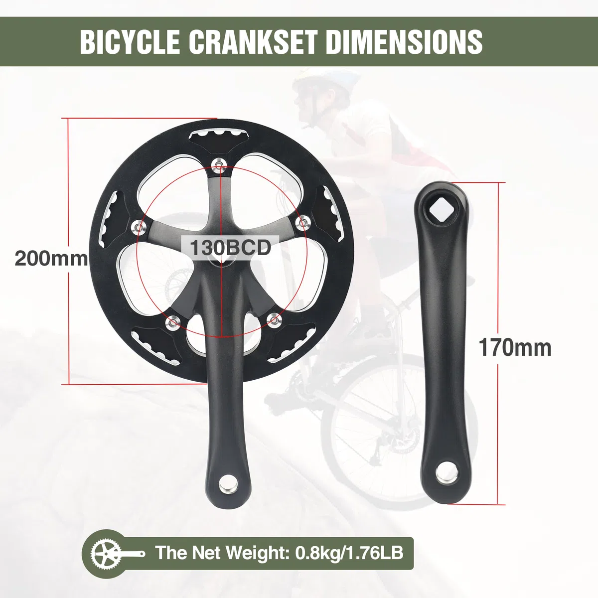 MEGHNA Singel Speed Bicycle Crankset 38T/46T/48T Bicycle Crankset 170mm Bicycle Bicycle Bielas Bielas de aluminio, bielas de cadena MTB/Citybike/bicicleta de ciudad/bicicleta de mujer/bicicleta