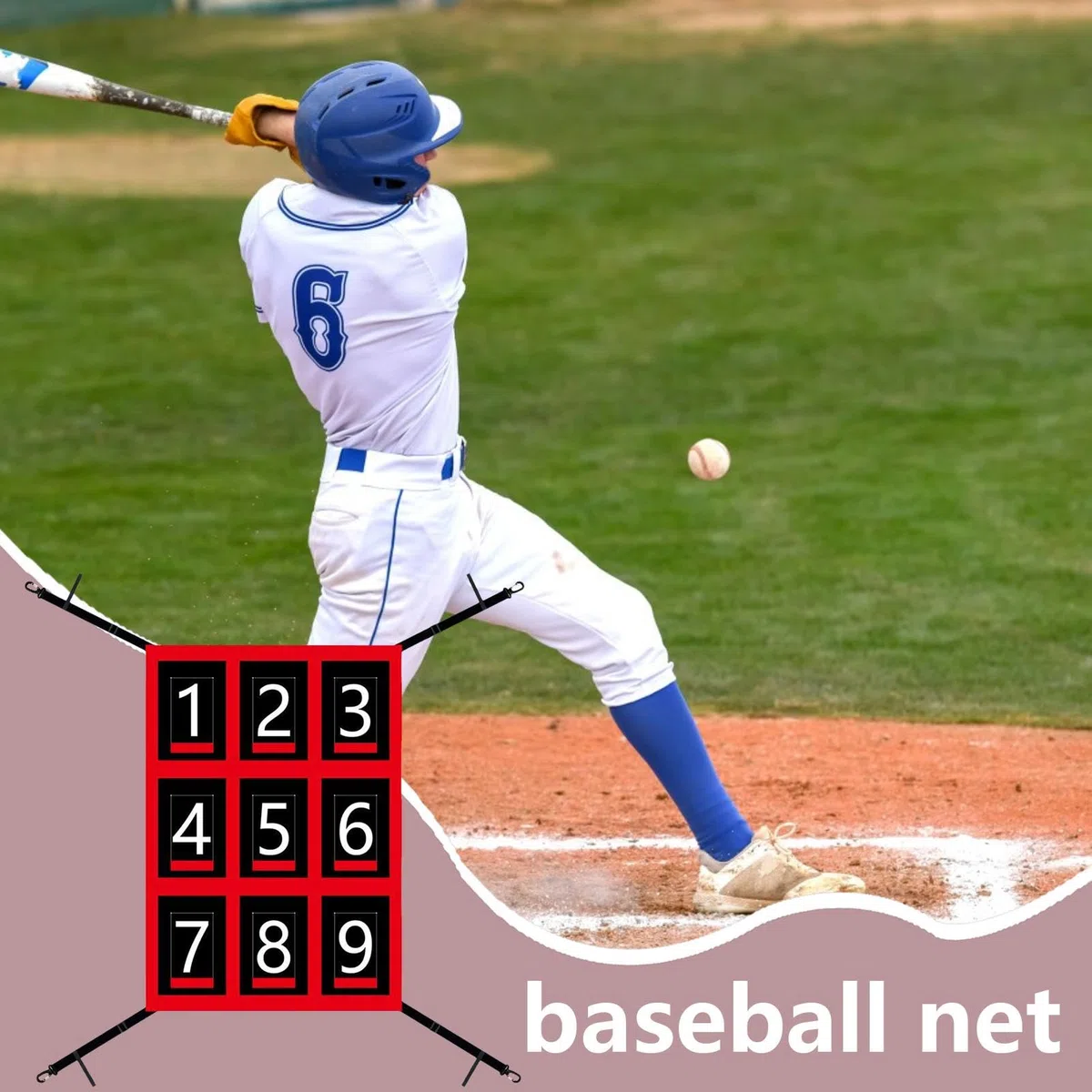 Red de lanzamiento de béisbol, red de lanzamiento, Targeto de bateo de práctica de softbol, Objetivo de red de béisbol ajustable con zona de ataque, equipo de entrenamiento de lanzadores de softbol pa
