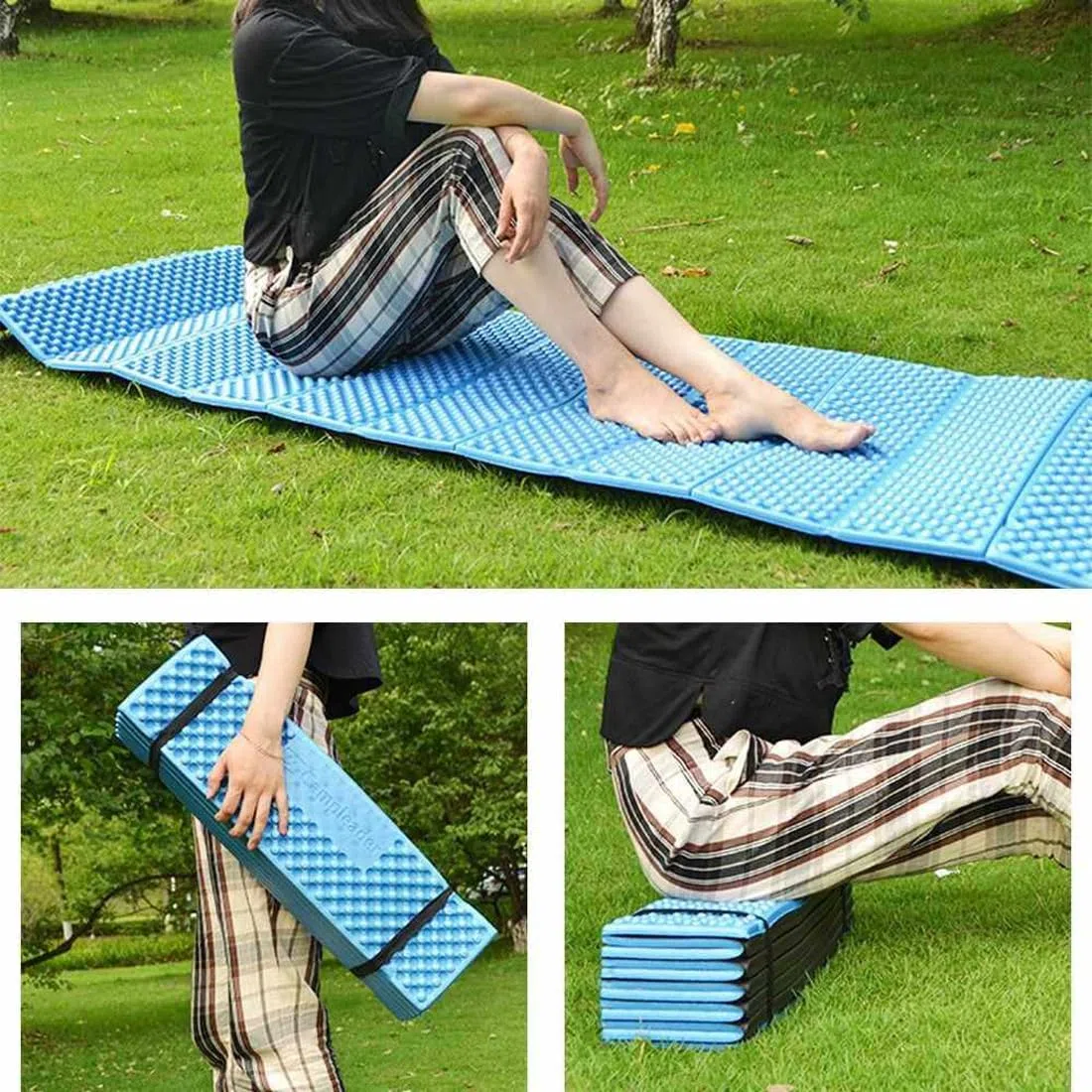 PLUS HOME Esterillas 185X57cm De Espuma Almohadilla A Prueba Para Camping,Esterilla Plegable De Espuma Para Camping Y Picnic Para La Playa.Color Surtido Verde/Azul/Naranja