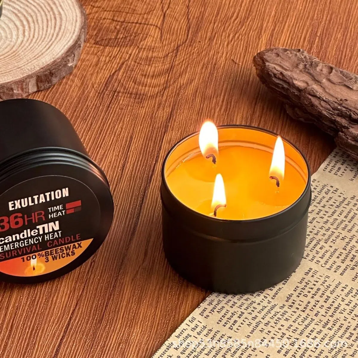 5 Piezas Velas Supervivencia | 36 Horas Velas de Emergencia Delarga Duración | Cirio Prevenciónde Desastres Deemergencia | 3 Mechas Vela en Tarro para Apagones, Casa, Aire Libre, Camping, Sender