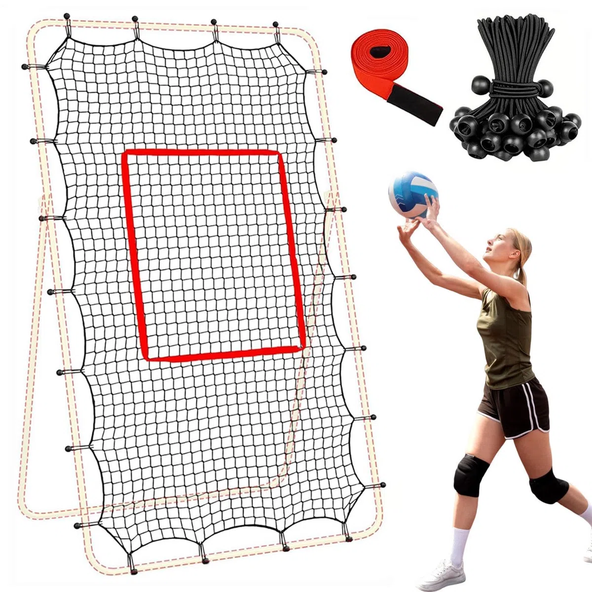 Red de Rebote de Voleibol | Equipo de Entrenamiento Resistente de 2,1 x 1,2 m - Entrenador Rebotador Voleibol,para Exterior Patio Playa Hogar Escuela Parque