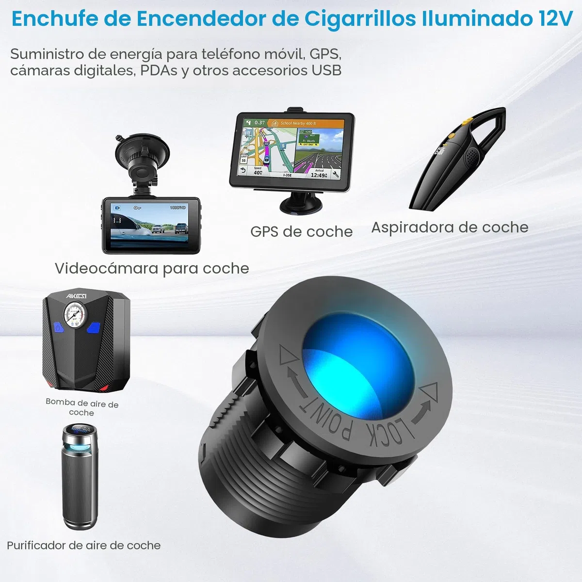 Toma USB 12V Accesorio RV Marina Panel de Interruptores Enchufe, Doble PD3.0 Puerto USB del coche cargador aluminio, 150W Enchufe mechero, Voltímetro LED azul e interruptor de palanca Kit de bricolaje