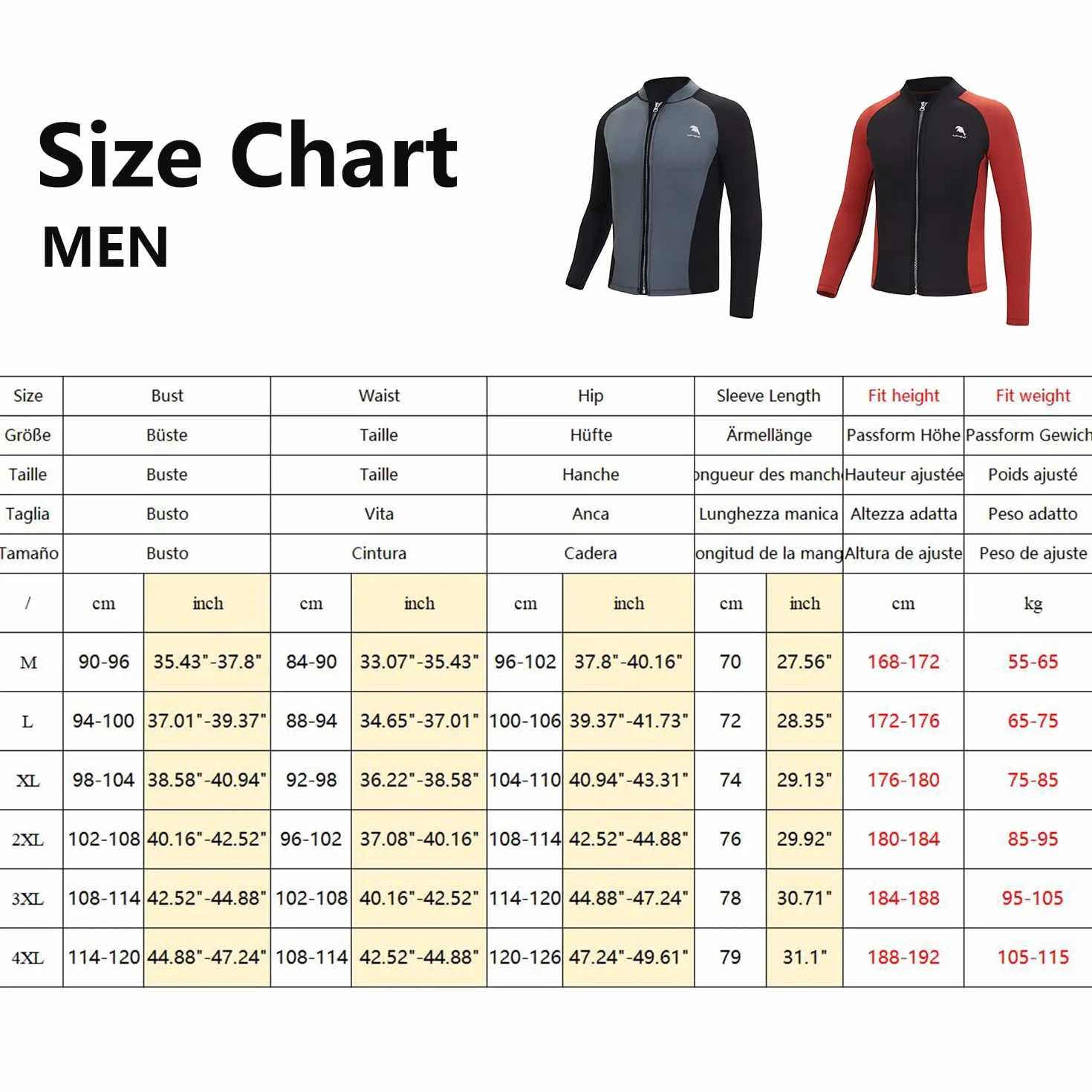 Chaqueta de neopreno para hombres y mujeres, 2 mm de neopreno con cremallera frontal de manga larga, para surf, natación, buceo, trajes mojados