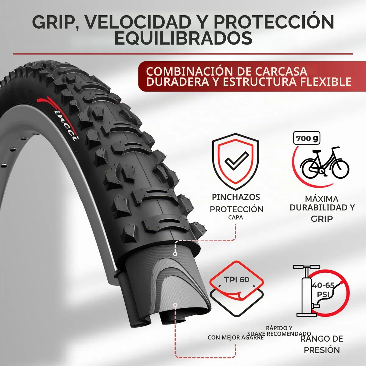 Fincci Cubiertas MTB 26 x 1.95 Pulgadas con 2X Camara de Aire Schrader 50-559 - Neumáticos Plegable 26" para Niños, Adolescentes y Adultos, Montaña, Eléctrica, Mountain Bike y Bicicleta Carretera